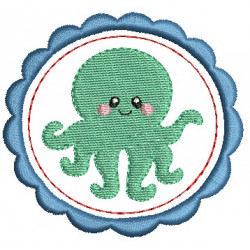 Stickmuster - Tintenfisch Button